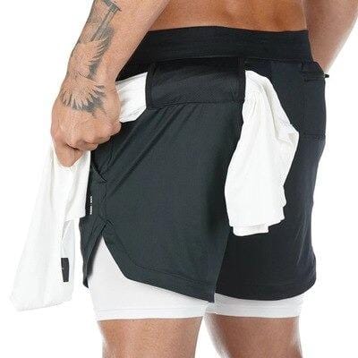FS Herren Fitness Shorts PRO mit 2 in 1 Tasche und Handtuchhalter - Fitness Schublade